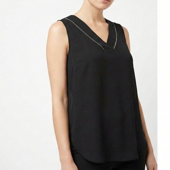New York & Company Tops - New York & Company Small Black V-Neck Sleeveless Blouse with Chain Trim